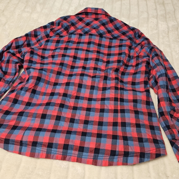 BOGO Free🦋 BC Clothing Pink/Blue Plaid Fleece Lined Button Down Shacket Shirt - Picture 13 of 13